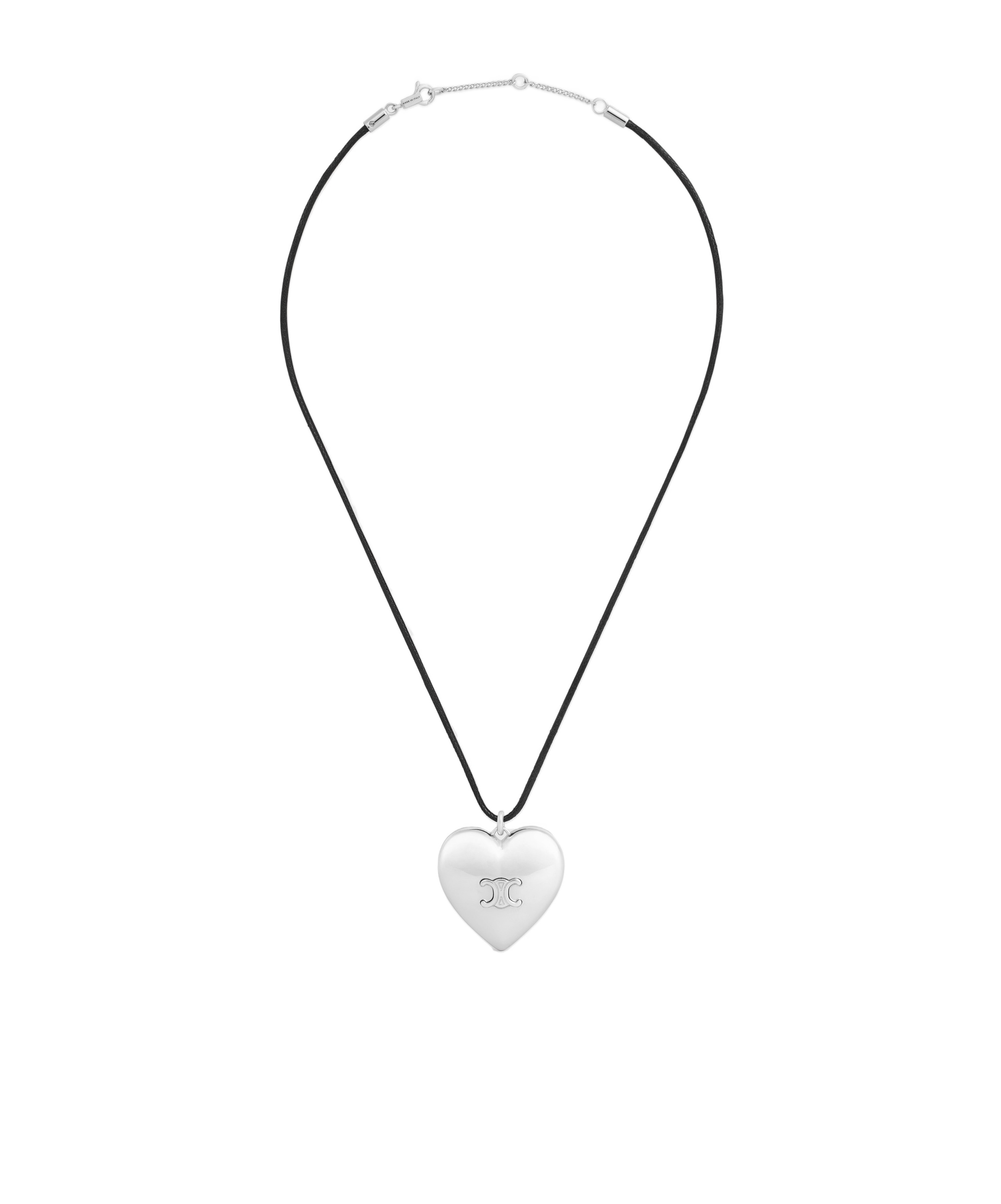 Celine Cur Triomphe Necklace In Brass With Gold Finish And Cotton In White