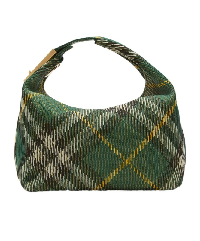 Shop Burberry Medium Peg Check-pattern Shoulder Bag In Green