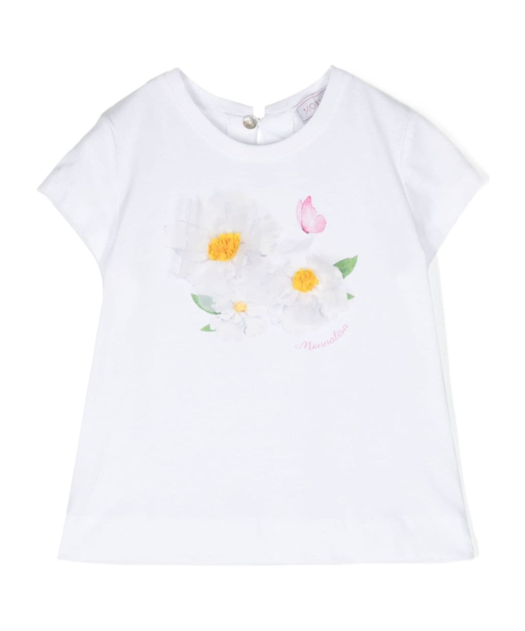 Monnalisa St. Flowers Cotton T-shirt In White