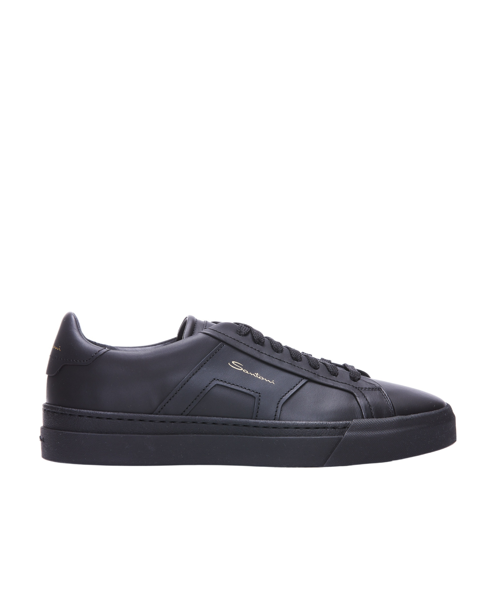 Santoni Leather Sneakers In Black
