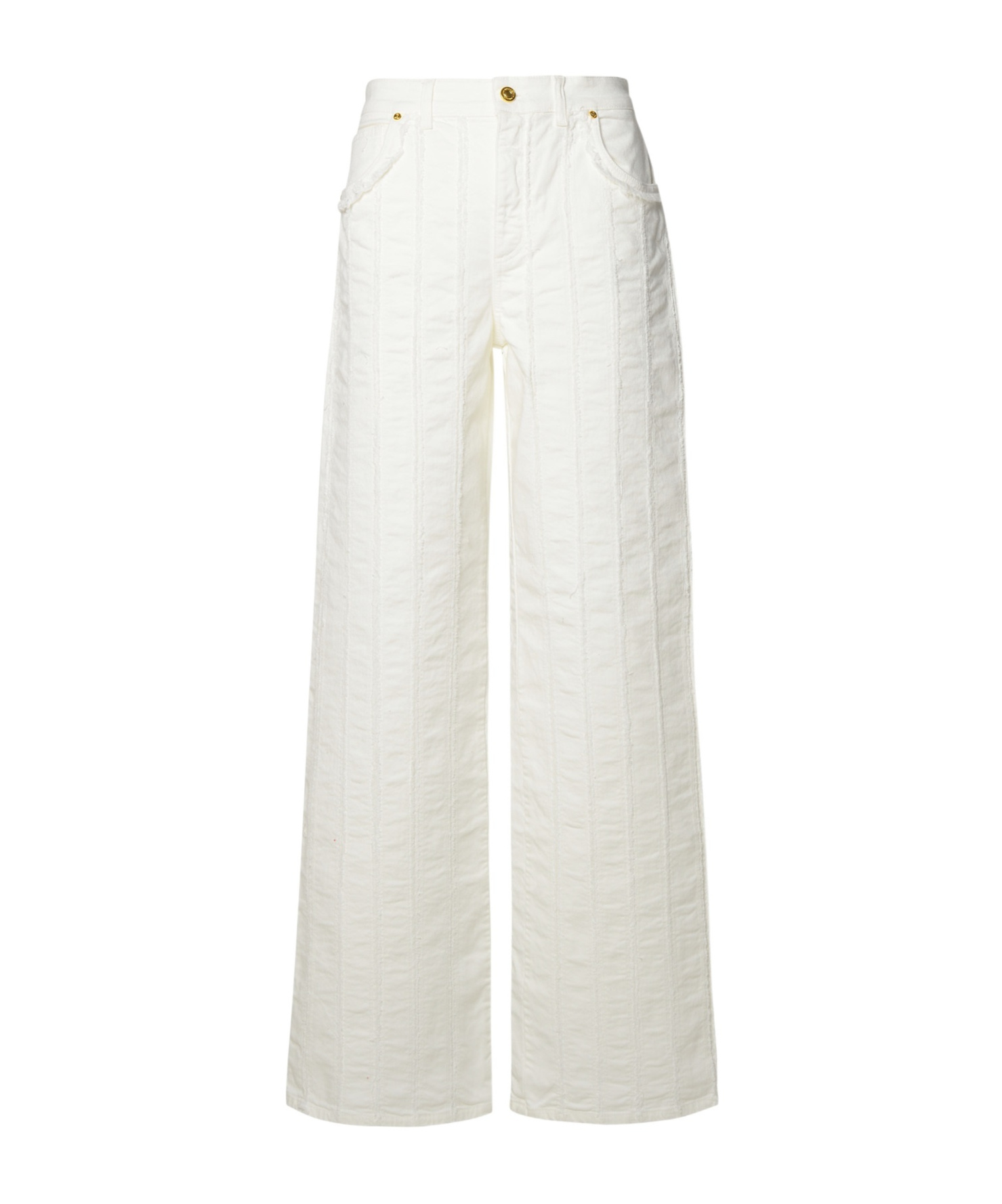 Blumarine Belt Ring Denim Trousers In White