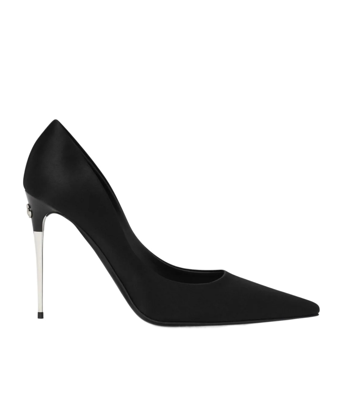 Dolce & Gabbana Silk Satin Pointed Toe Pumps With Transparent Stiletto Heel In Black