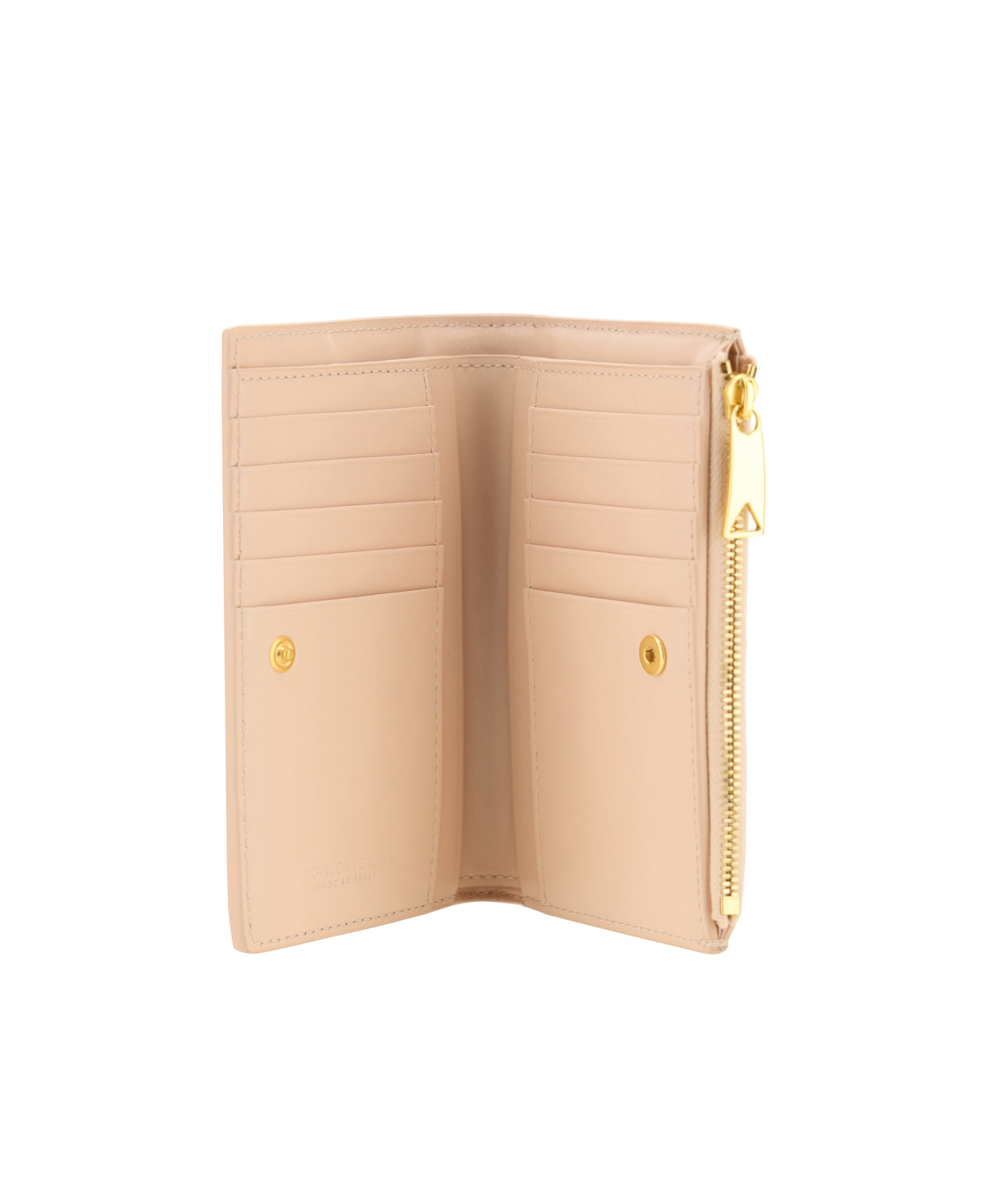 Bottega Veneta Double Fold Zipper Purse In Nude