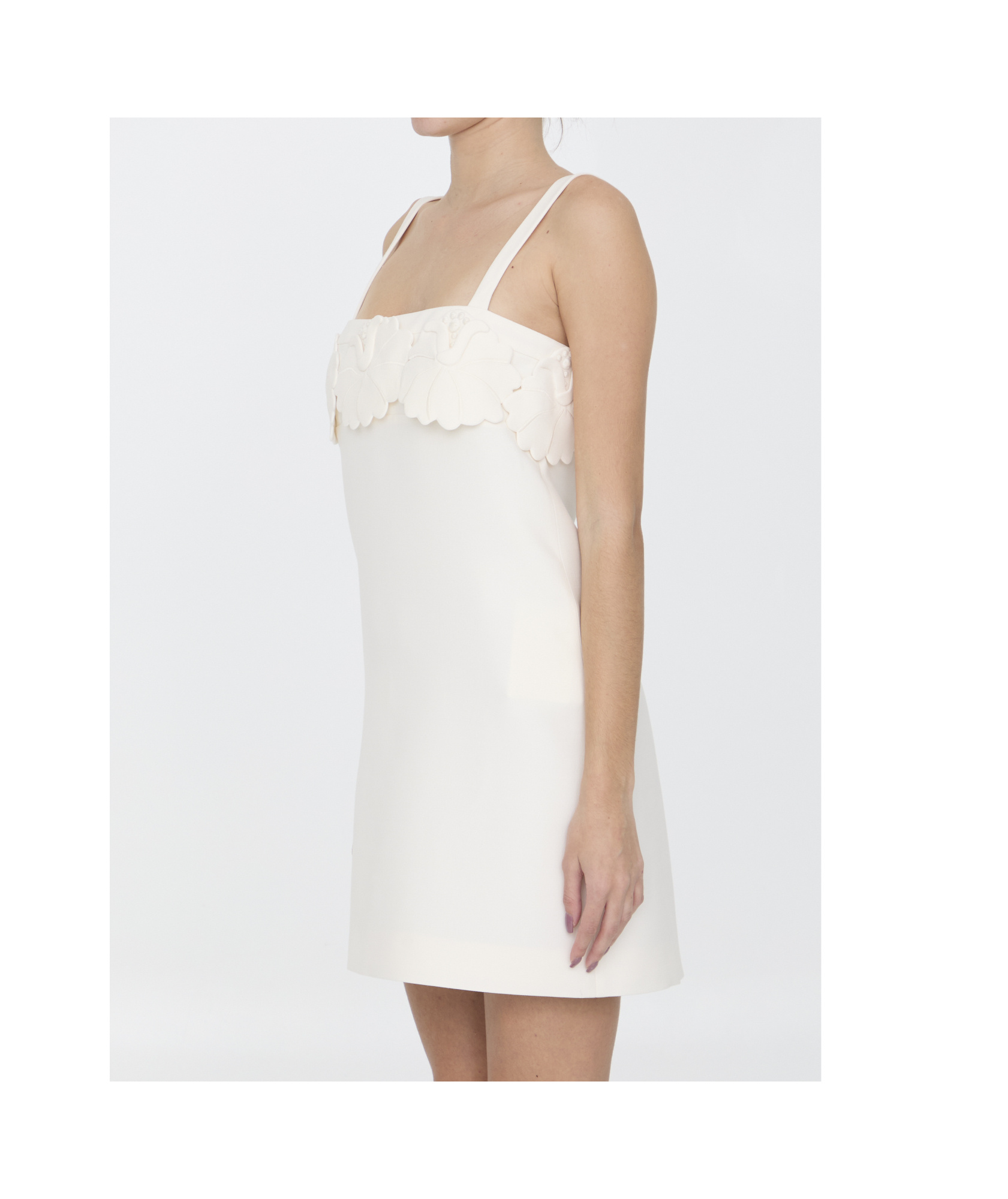 Valentino Crepe Couture Short Dress In White