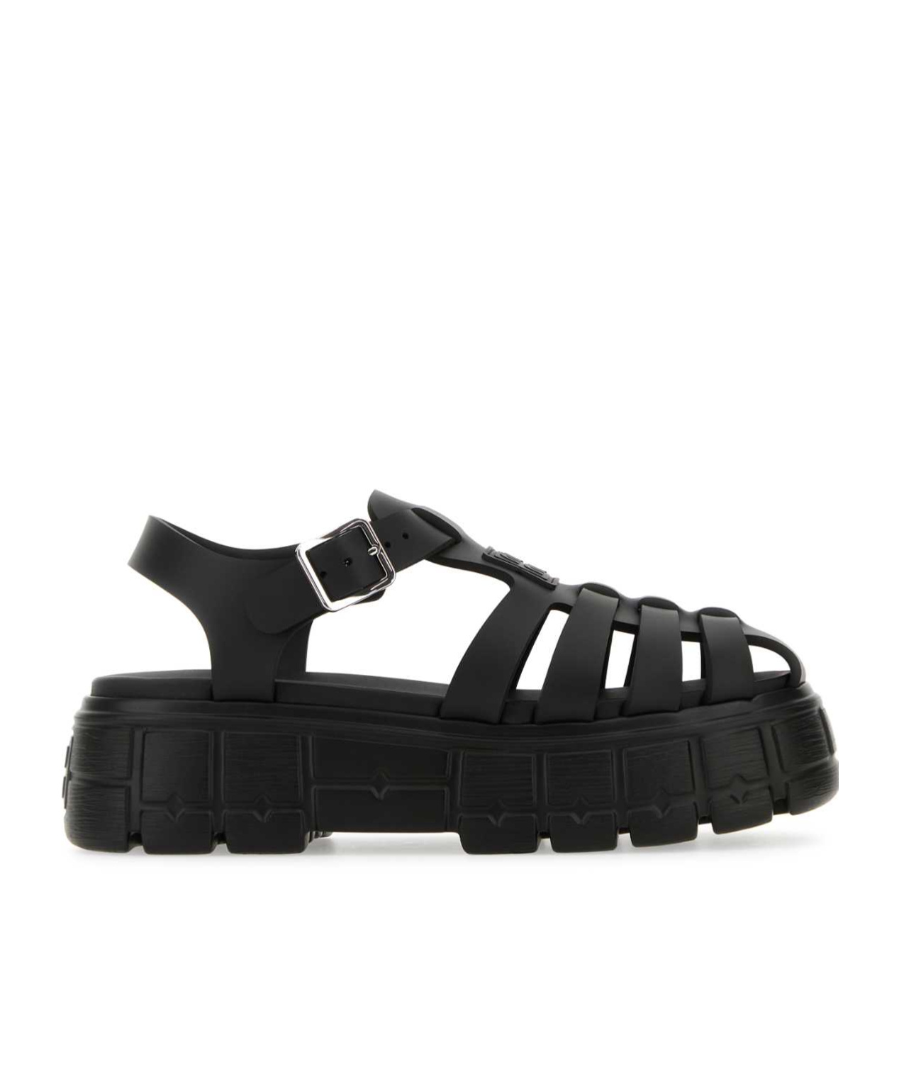 Miu Miu Logo-embossed Chunky Caged Sandals In Black