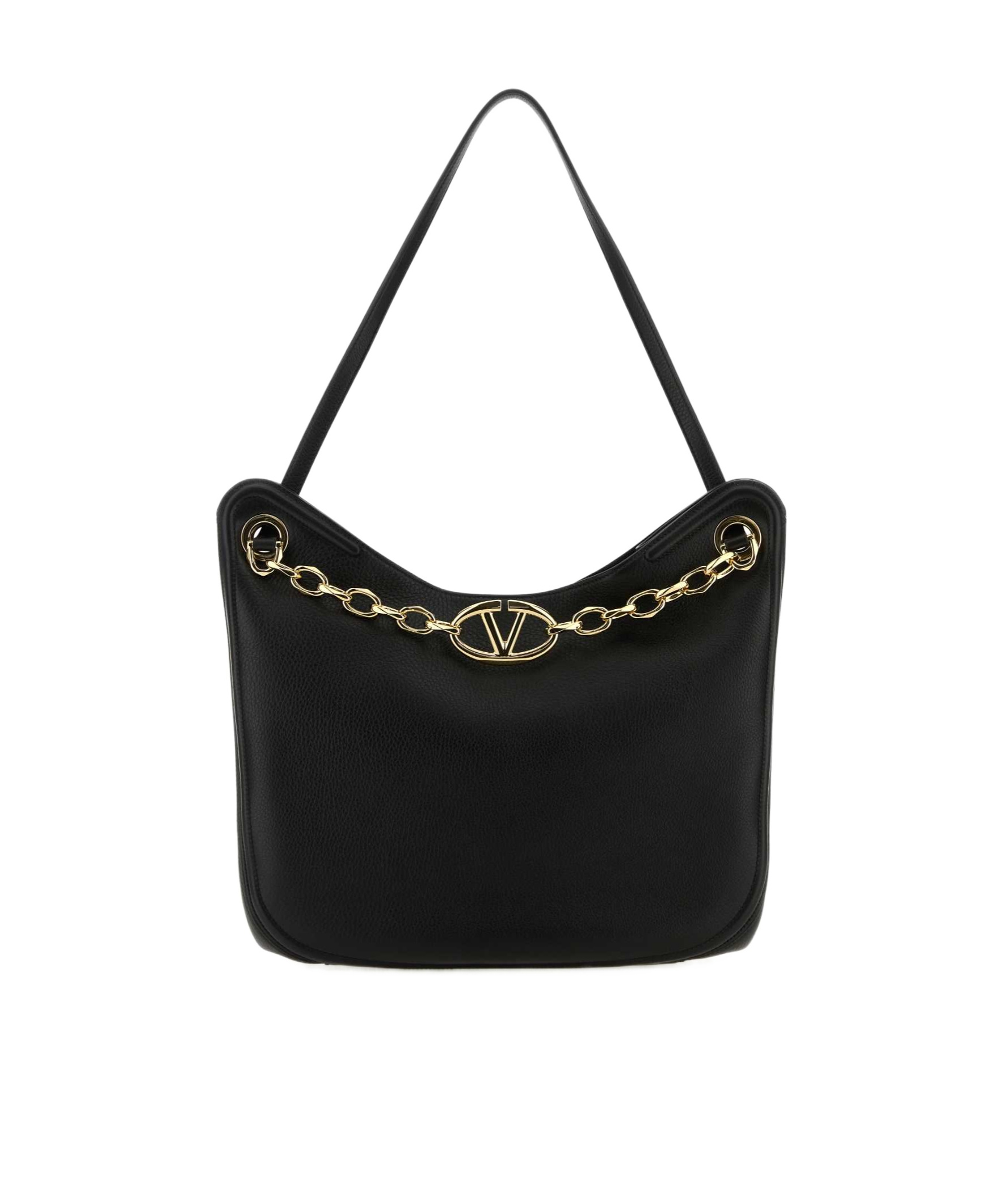 Valentino Vlogo Signature Chain-link Shoulder Bag In Black
