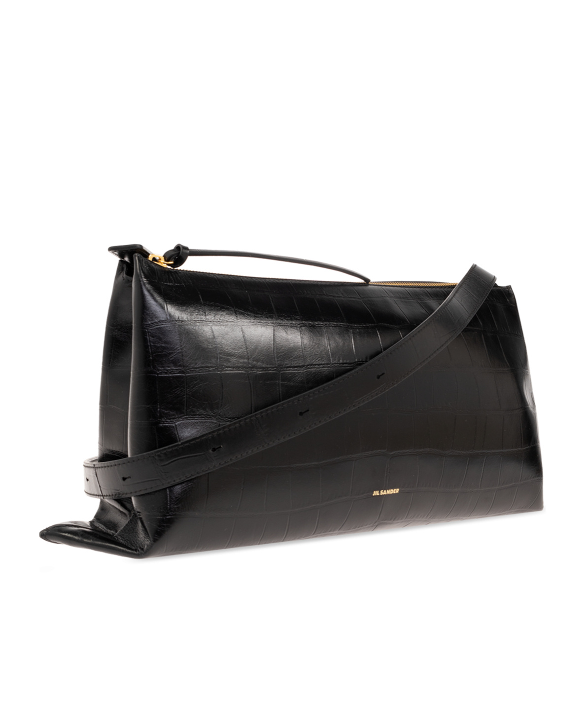Jil Sander Medium Empire Leather Shoulder Bag In Black