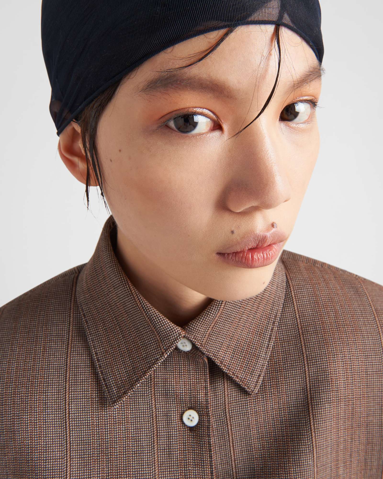 Prada Pinstripe Wool Shirt Jacket In Brown