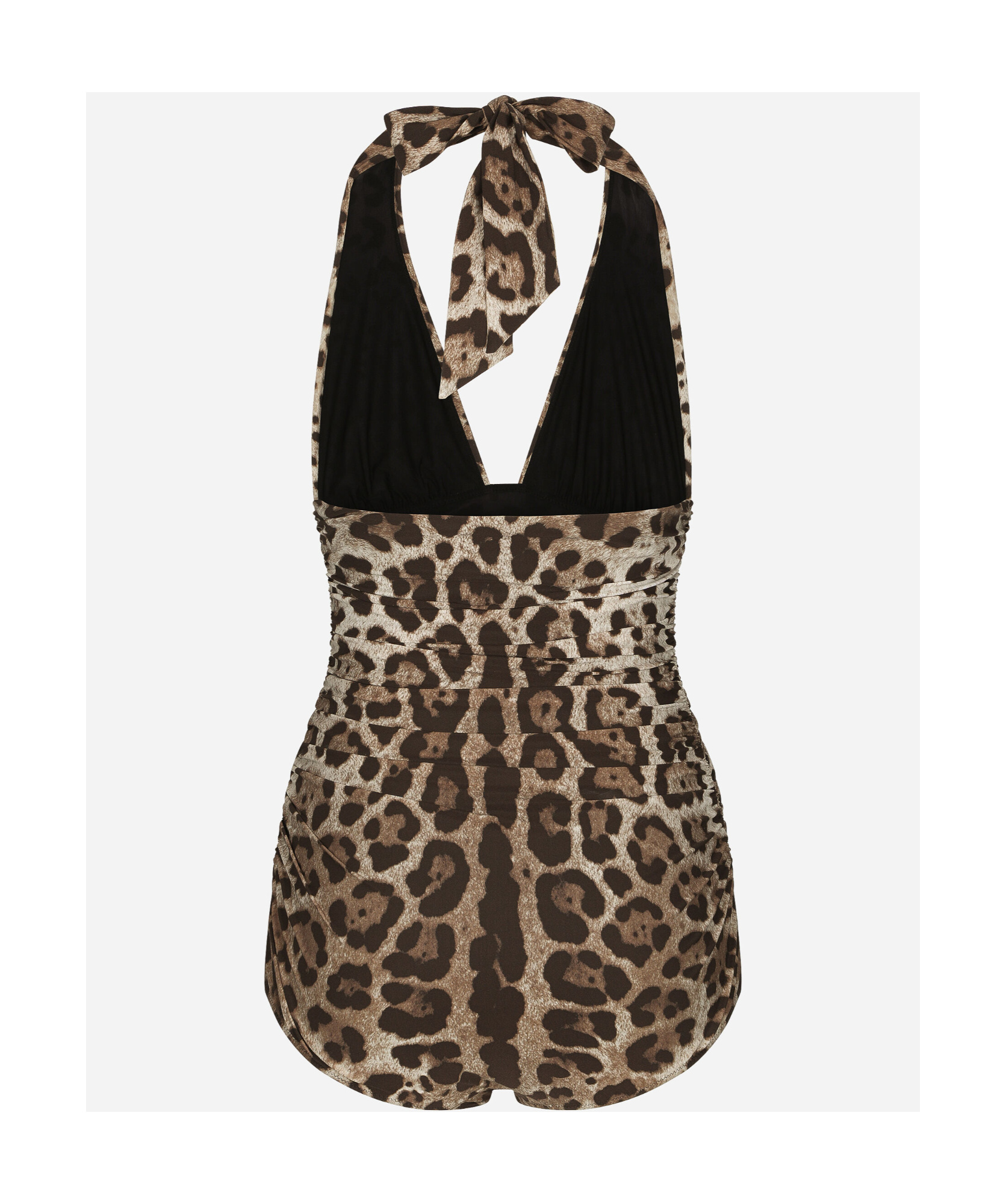 Dolce & Gabbana Leopard-print Swimsuit In Black