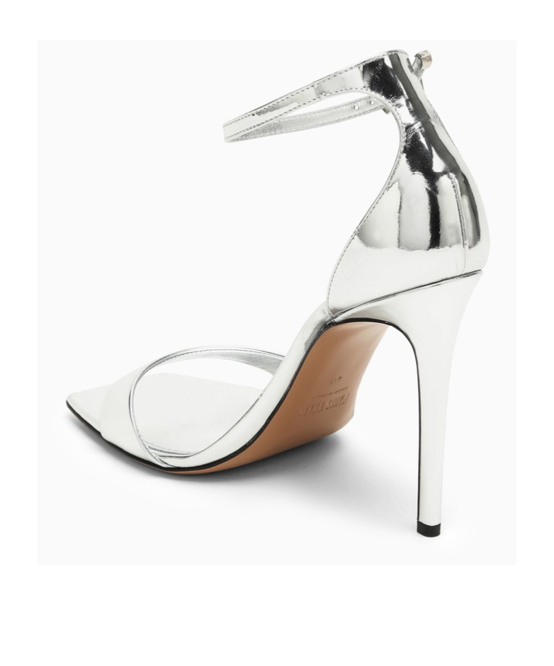 Paris Texas 105mm Stiletto Mirror Leather Sandals In White