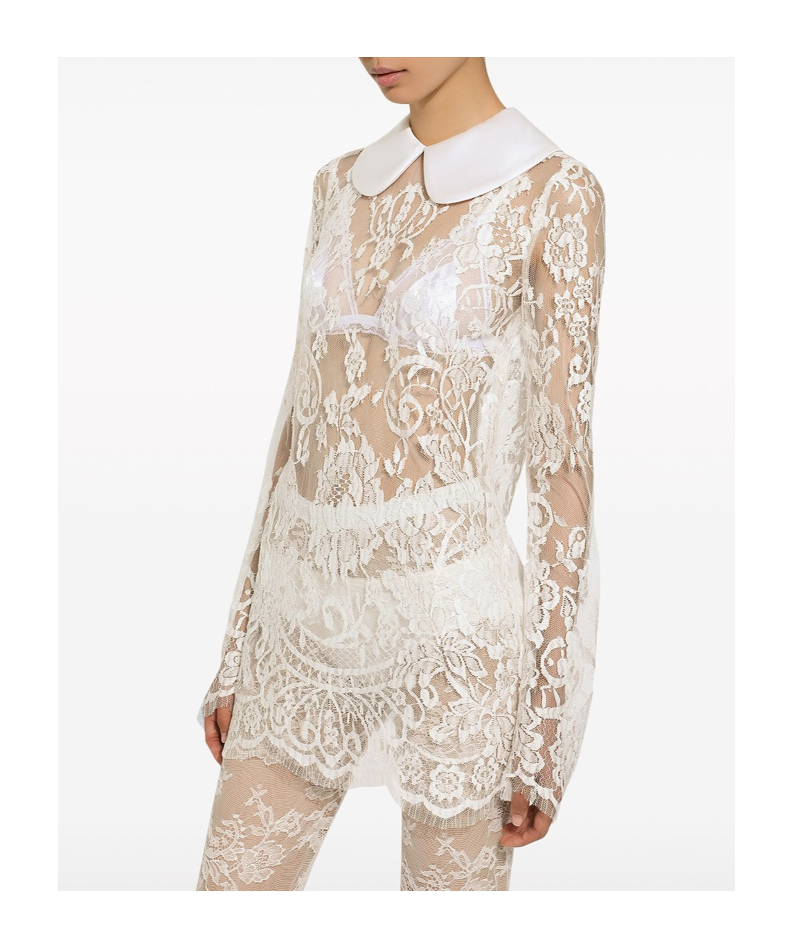 Dolce & Gabbana Peter Pan Collar Lace Minidress In White