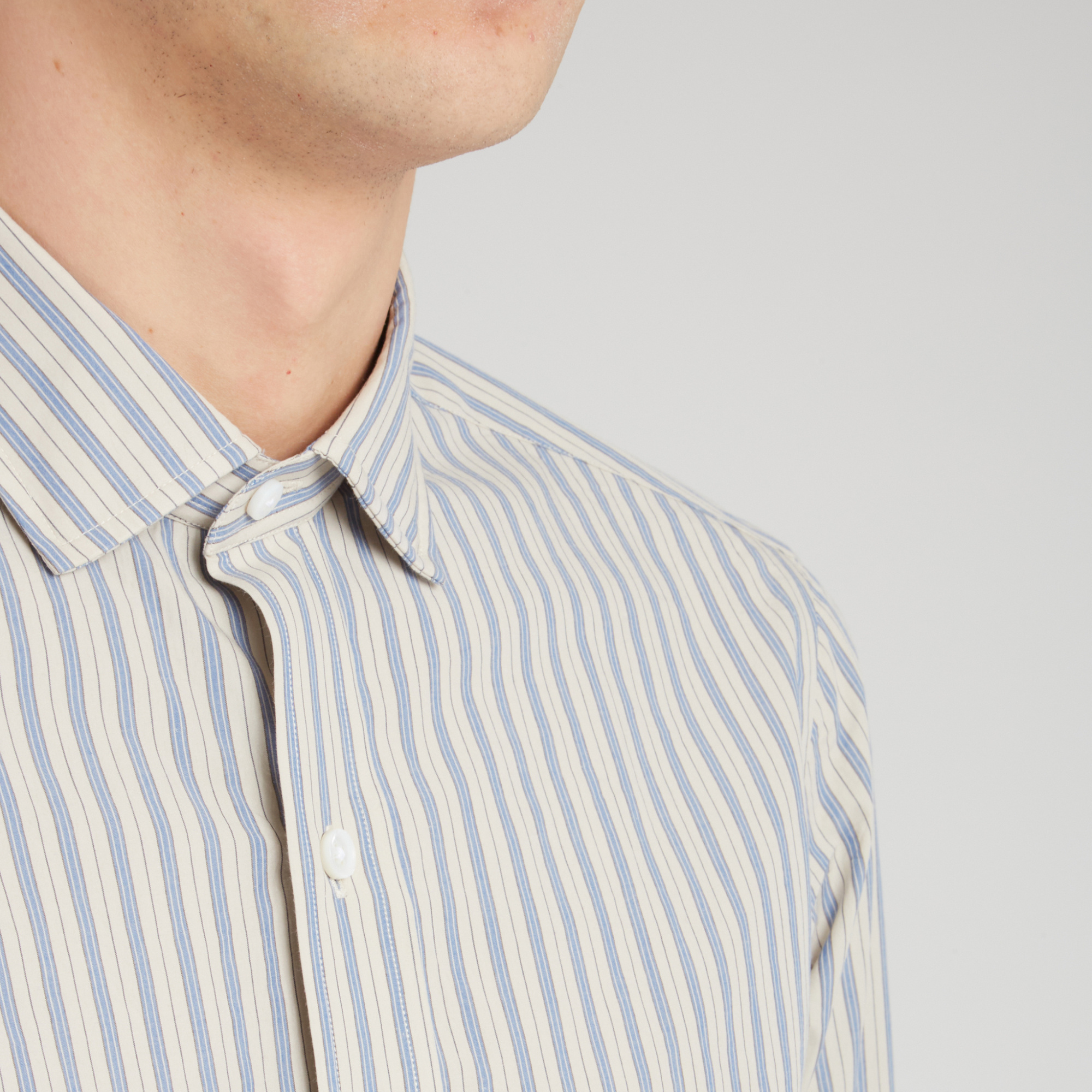 Salvatore Piccolo Striped Long-sleeved Shirt In Gray