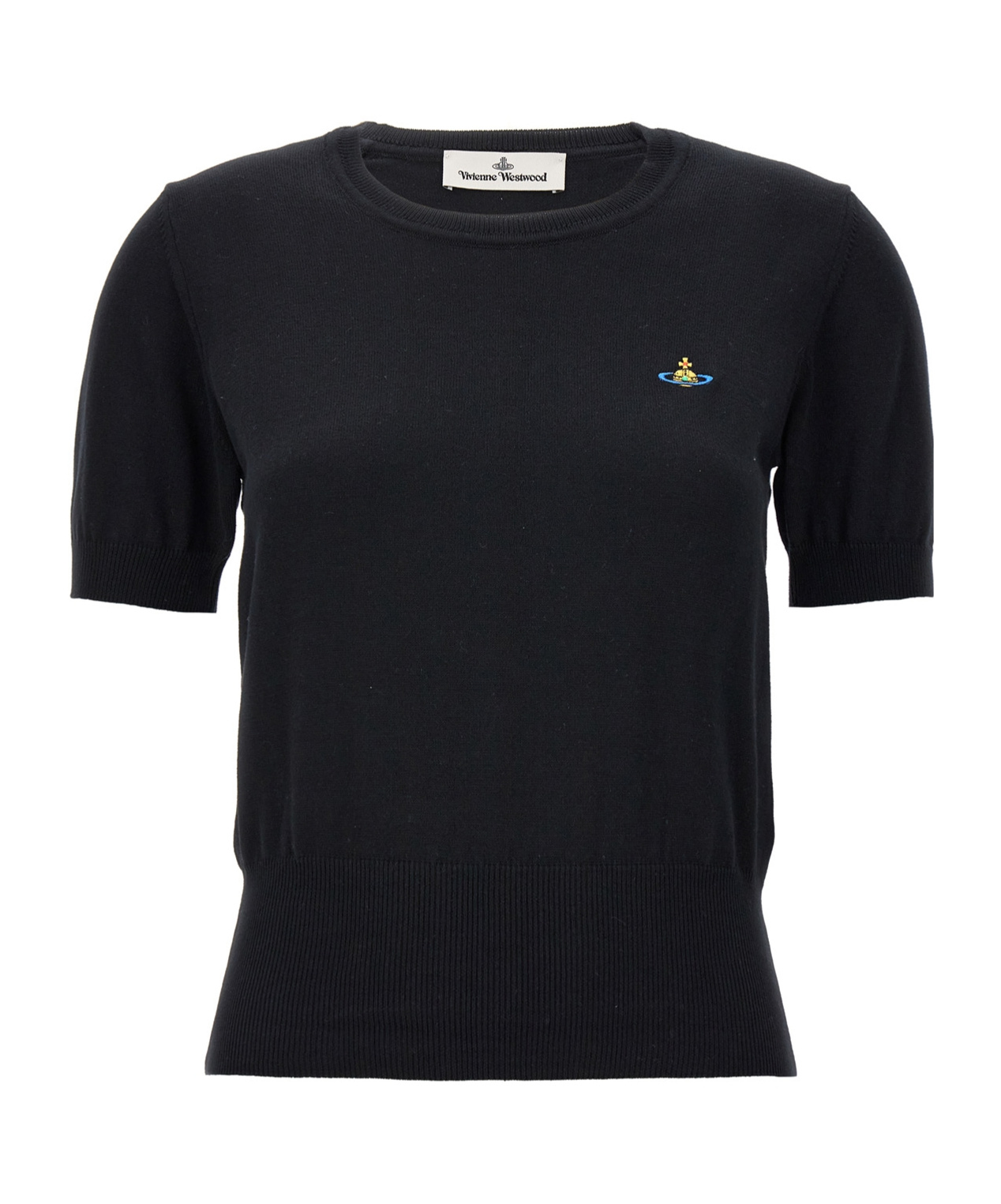 Vivienne Westwood Orb-embroidered Knitted T-shirt In Black