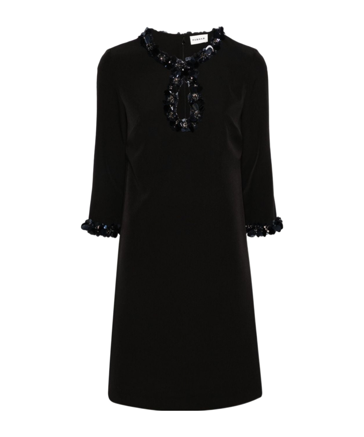 P.a.r.o.s.h Mini Dress Sequin-embellished Long Sleeves In Black