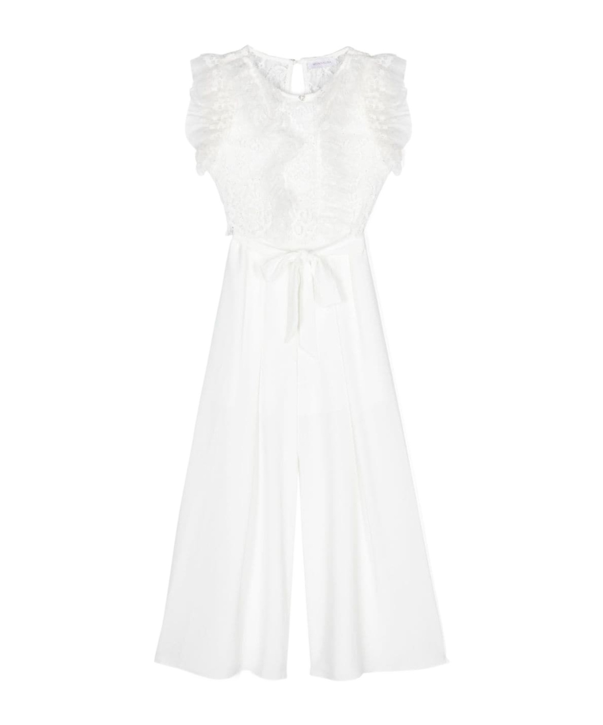 Monnalisa Floral-lace Ruffled Jumpsuit In White