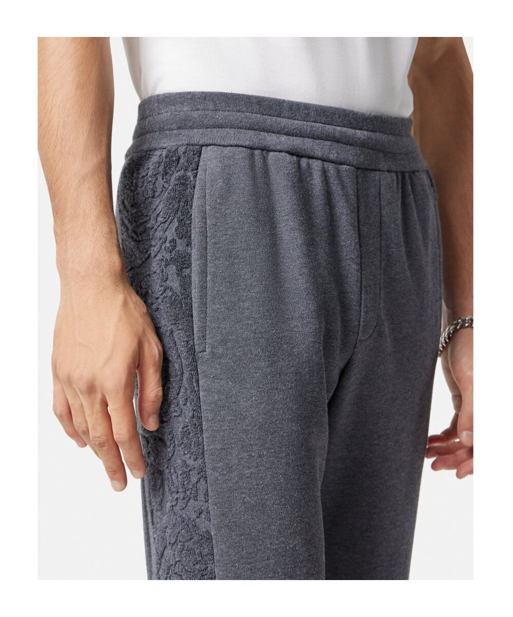 Versace Barocco-motif Tapered Track Pants In Gray