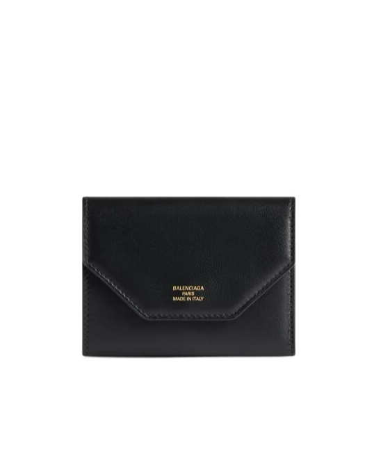 Balenciaga Envelope Embossed-logo Wallet In Black