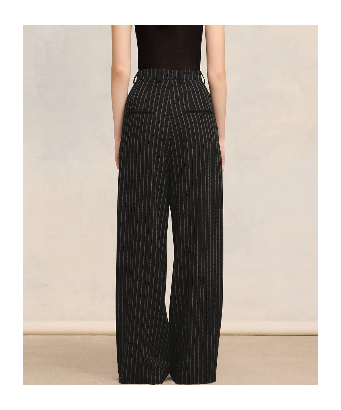 Ami Alexandre Mattiussi Pinstripe-print Wide-leg Trousers In Black