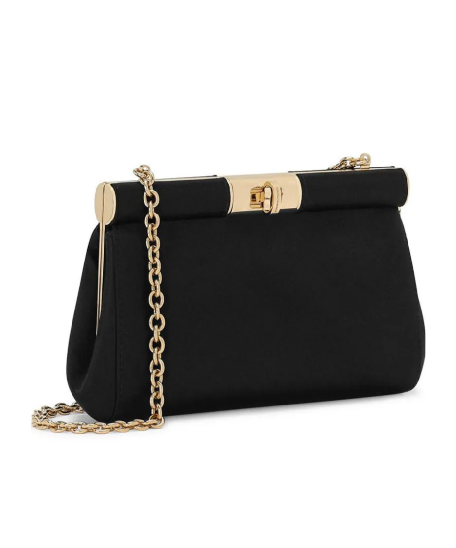 Dolce & Gabbana Marlene Small Satin Shoulder Bag In Black