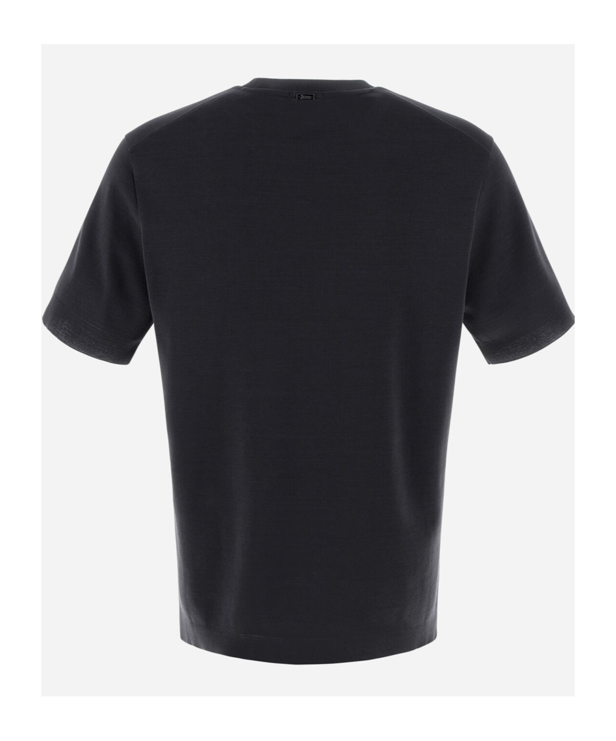 Herno Navy Blue Solid T-shirt In Black