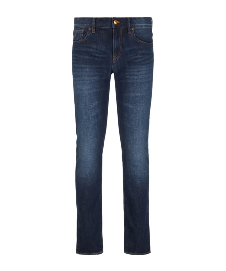Armani Exchange Low-waist Button Denim Trousers In Blue