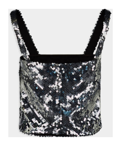 Dolce & Gabbana Sequin-embellished Cropped Top In Black
