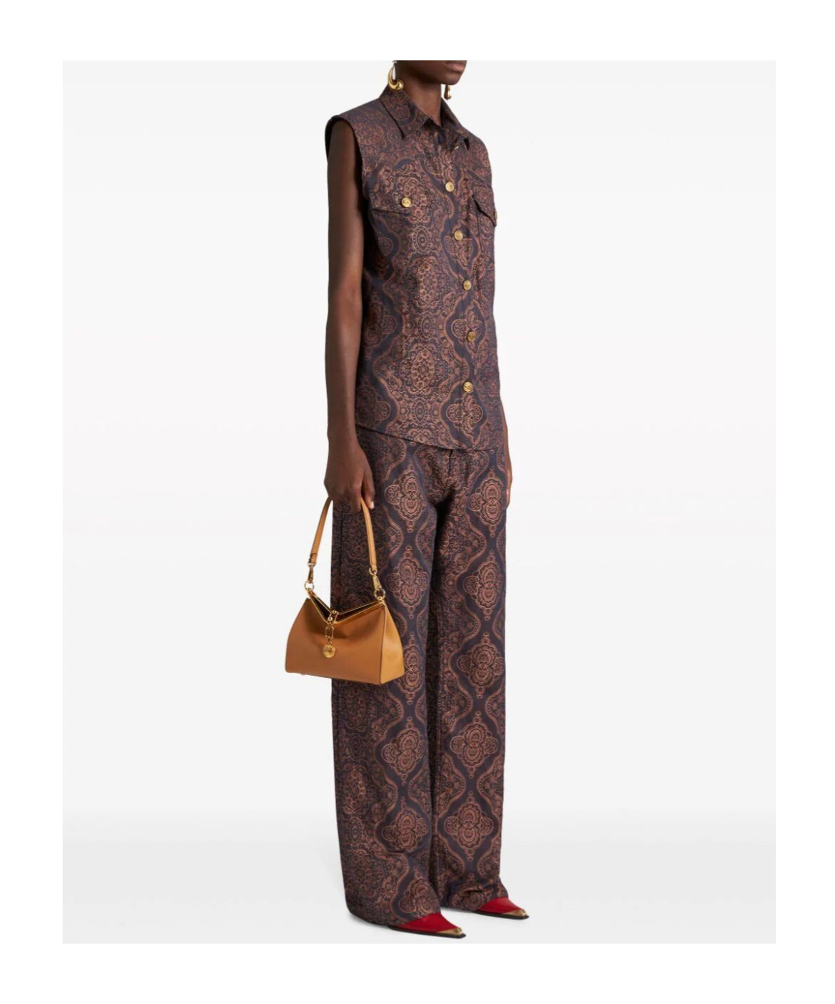 Etro Mini Vela Leather Shoulder Bag In Brown