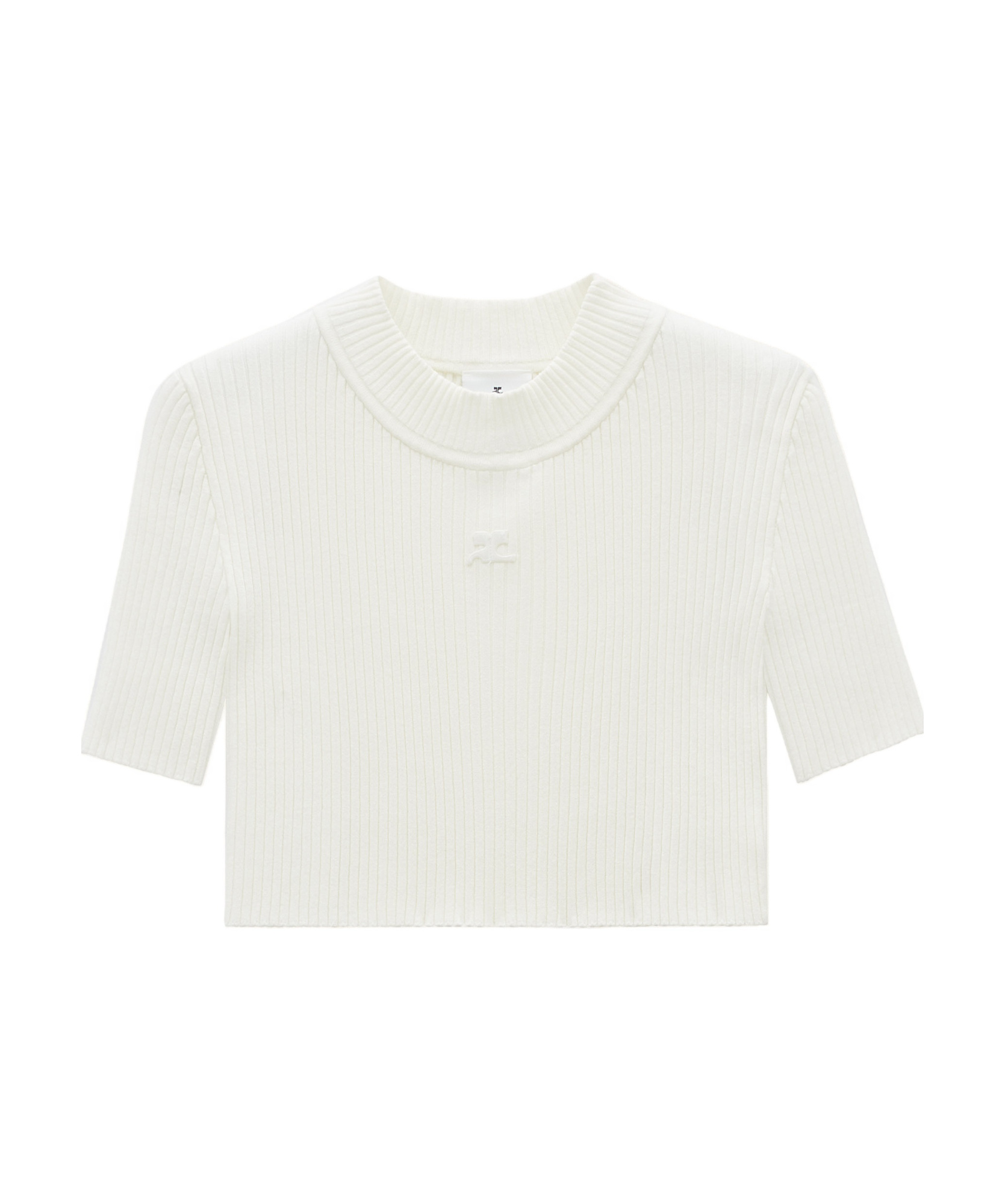 Courrèges Mock-neck Ribbed Top In White
