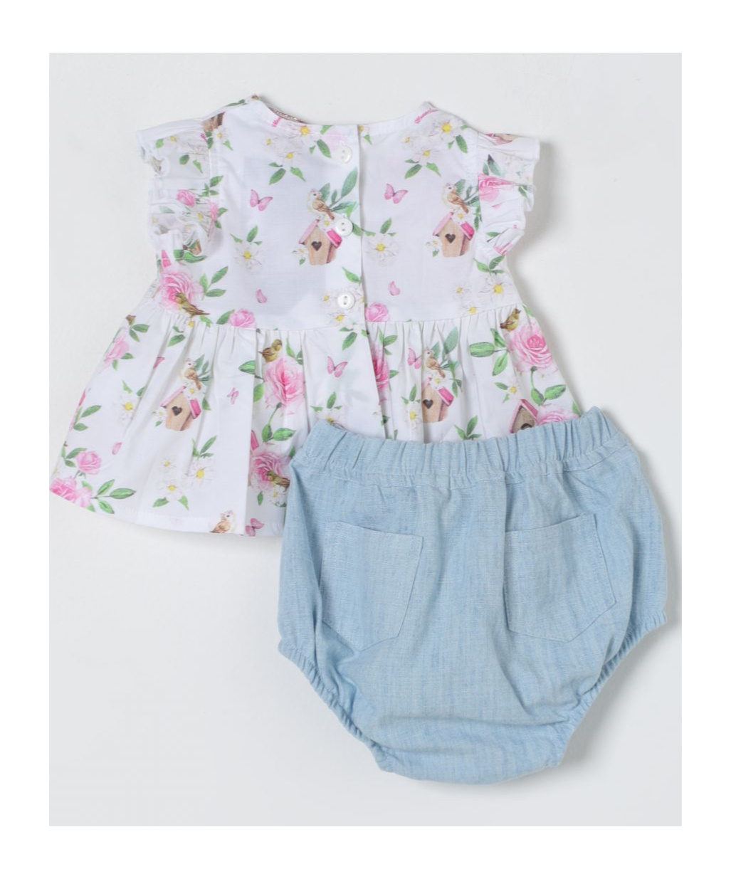 Monnalisa Floral-motif Two-piece Set In Blue