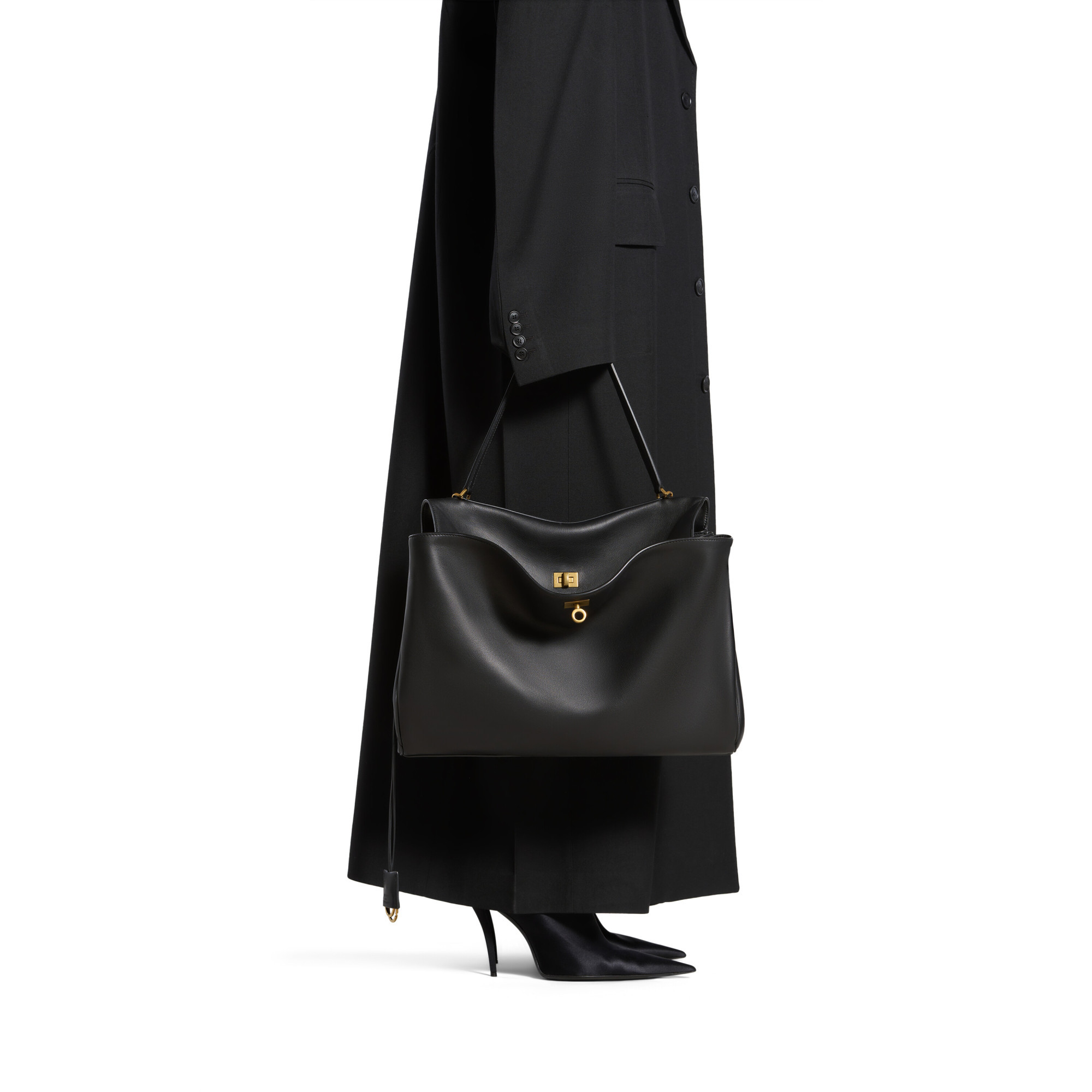 Balenciaga Shoulder Bag Structured Gold-tone Hardware In Black