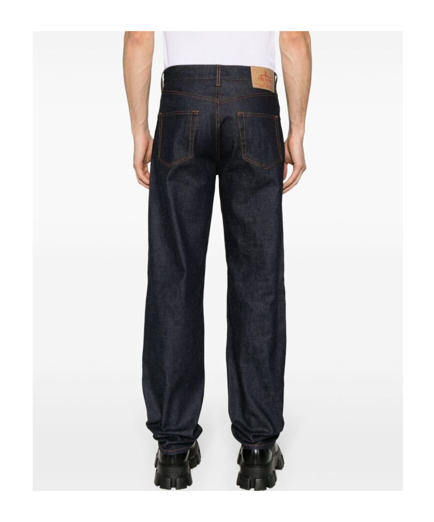 PRADA PRADA LOGO PATCH STRAIGHT LEG JEANS