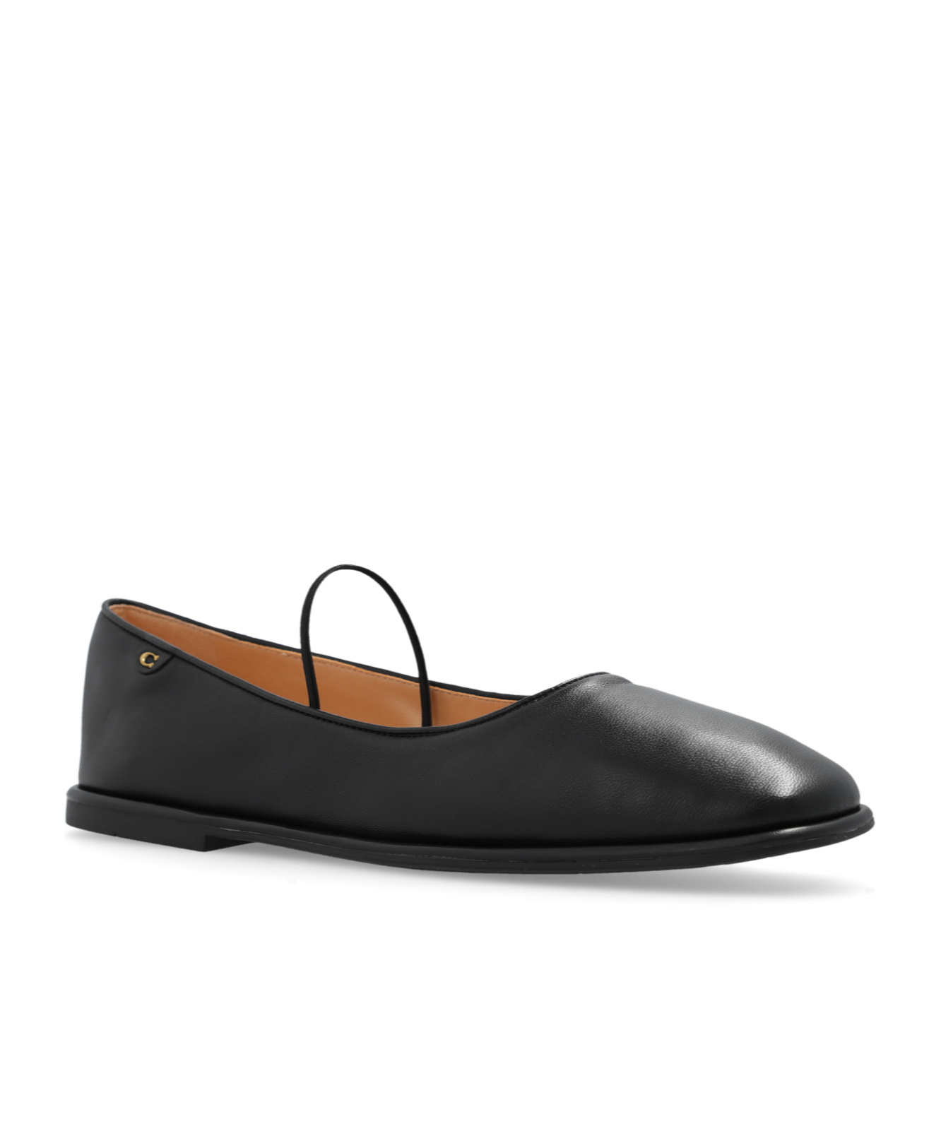 Shop Coach Emilia Leather Ballerina Shoes In Black