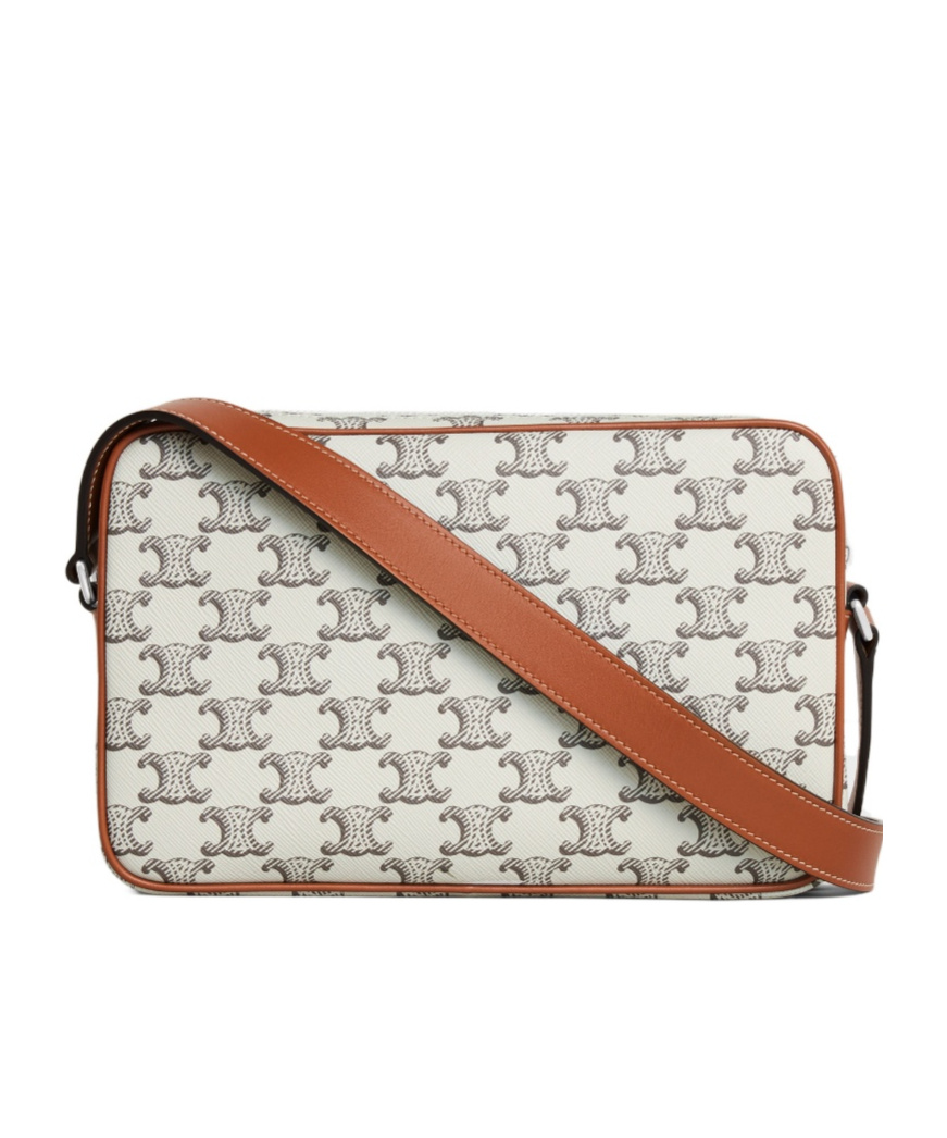 Celine Triomphe Medium Satchel Bag In White