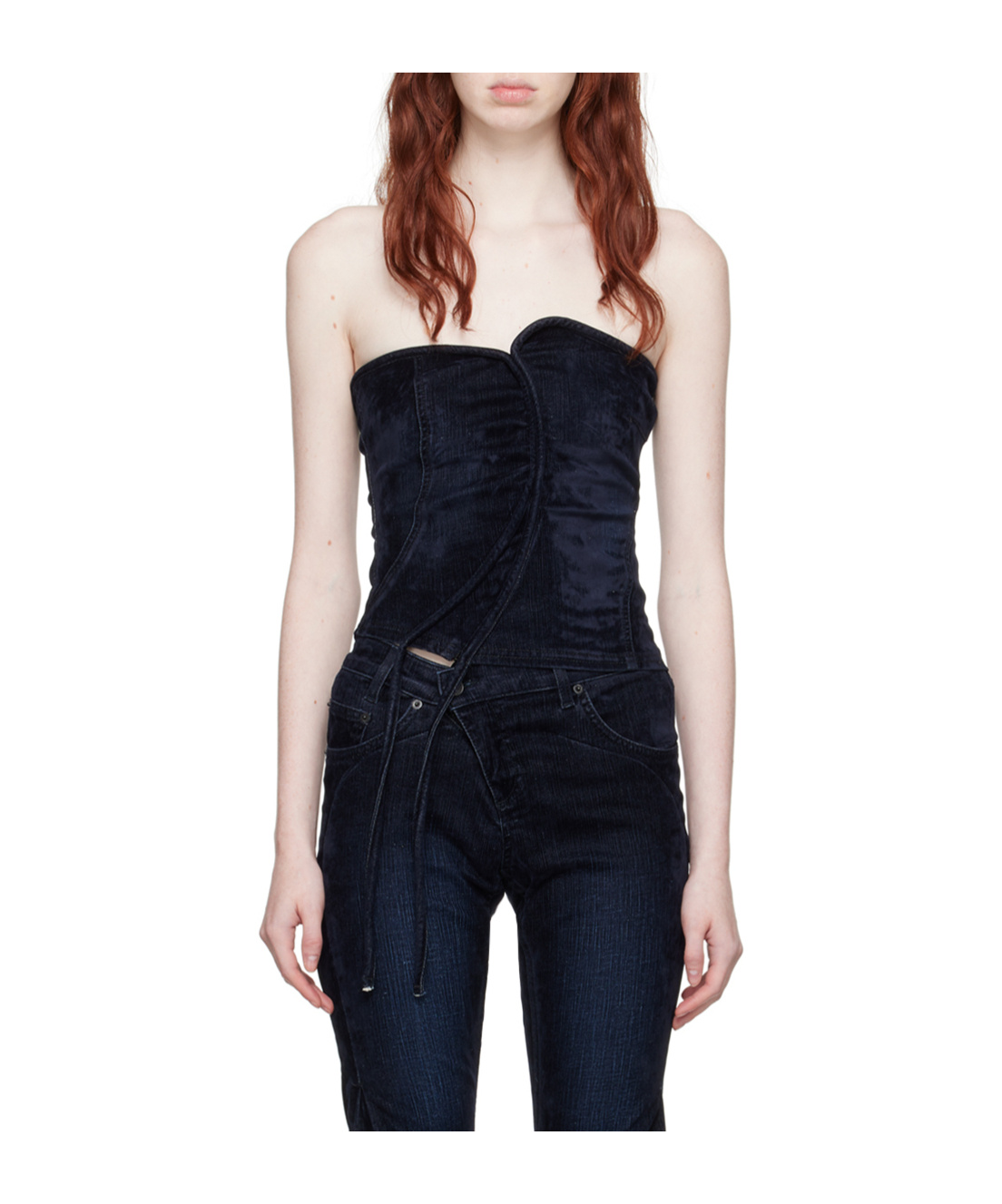 OTTOLINGER LOGO-PATCH PANELLED DENIM CORSET