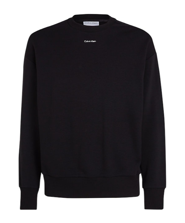 Shop Calvin Klein Round Collar Long Sleeve Sweater In Black