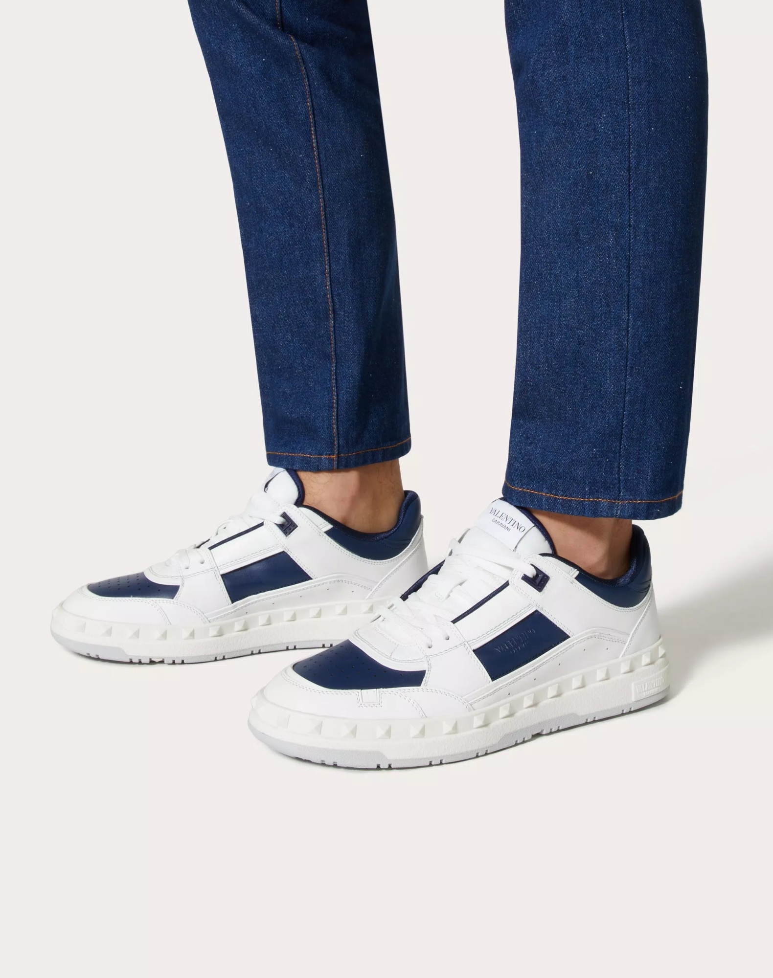 Shop Valentino Freedots Low-top Trainer In Calfskin In White