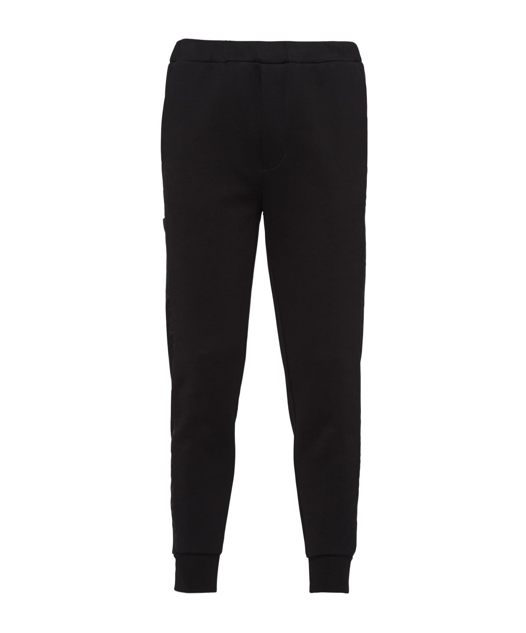 Prada Mens Black Contrast-trim Tapered-leg Cotton And Nylon Jogging Bottoms In Black