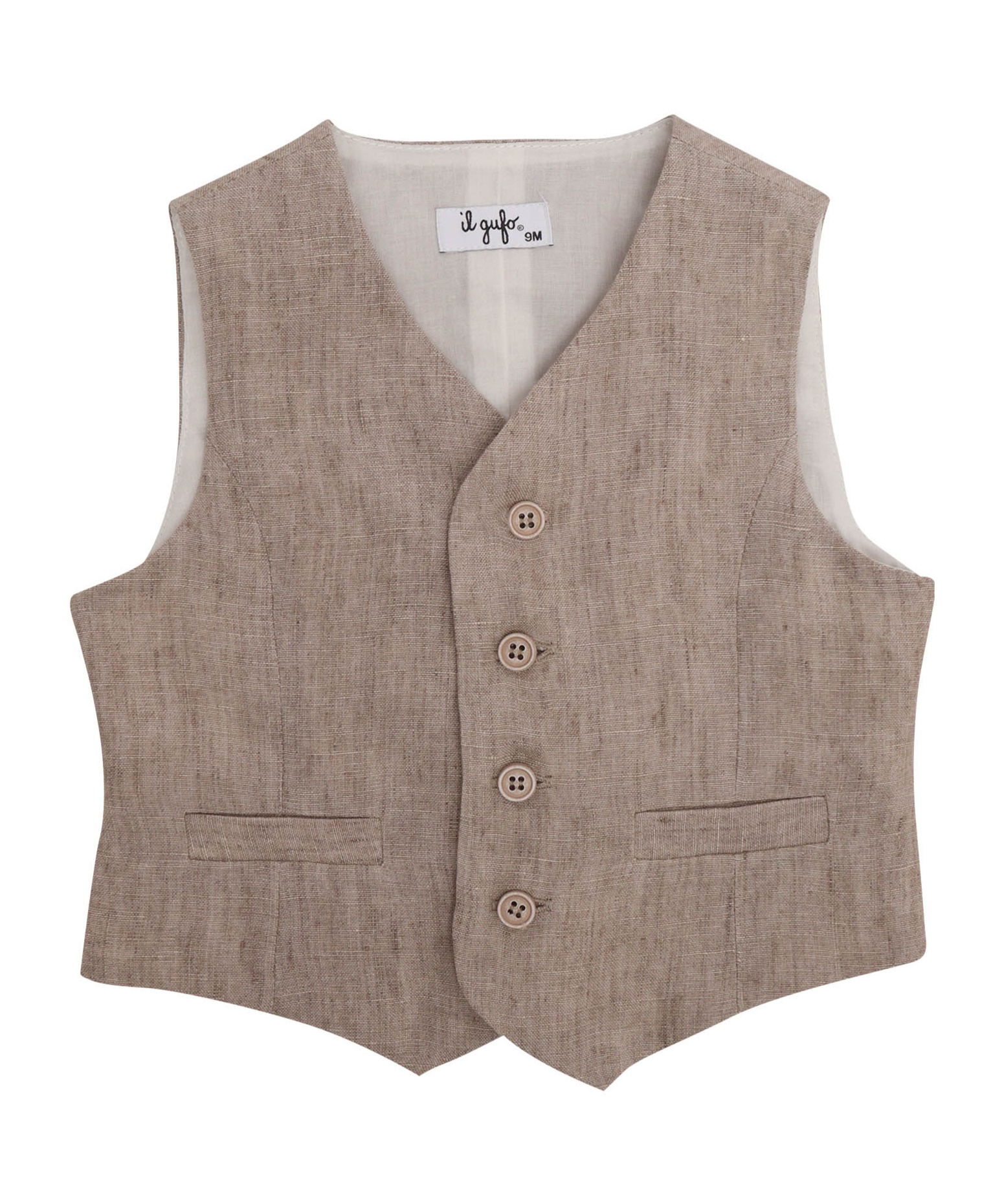 Il Gufo Dart-detail Linen Waistcoat In Nude