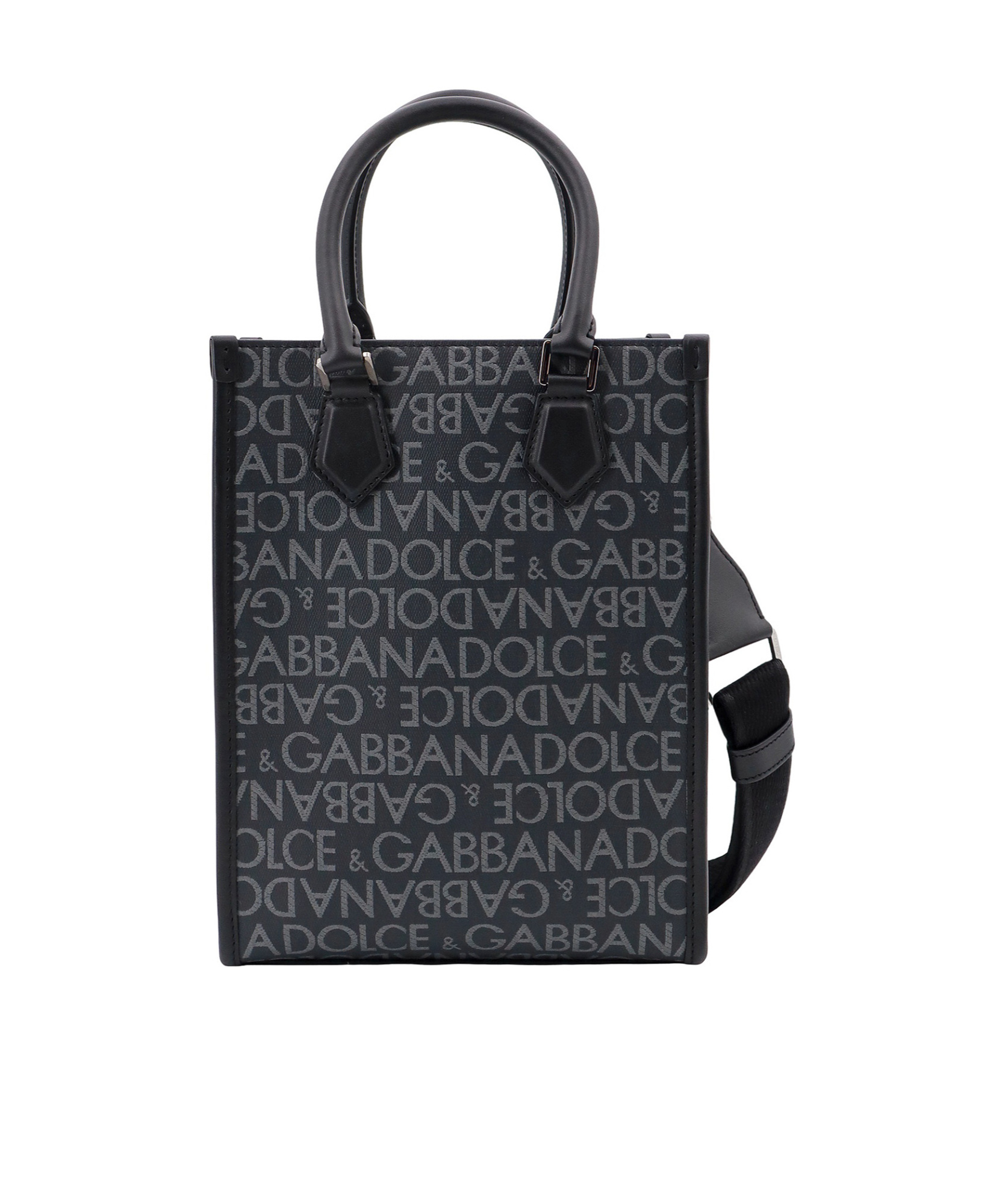 Dolce & Gabbana Logo-print Cotton-blend Tote Bag In Black