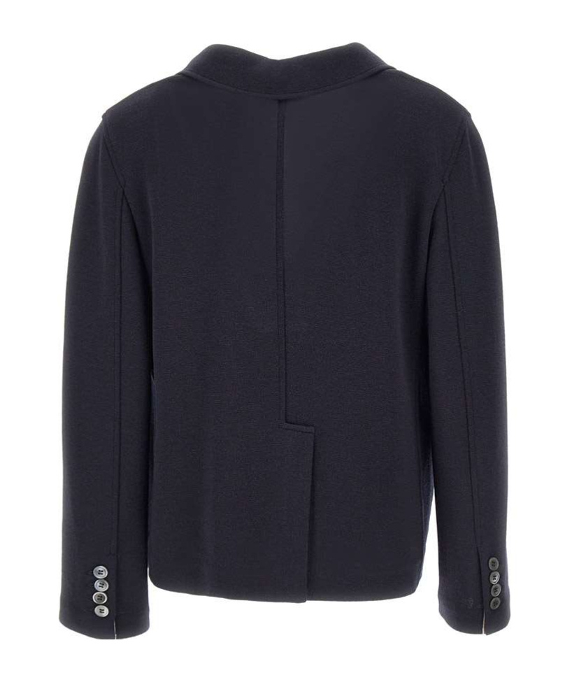 Thom Browne Logo-patch Virgin Wool Blazer In Black