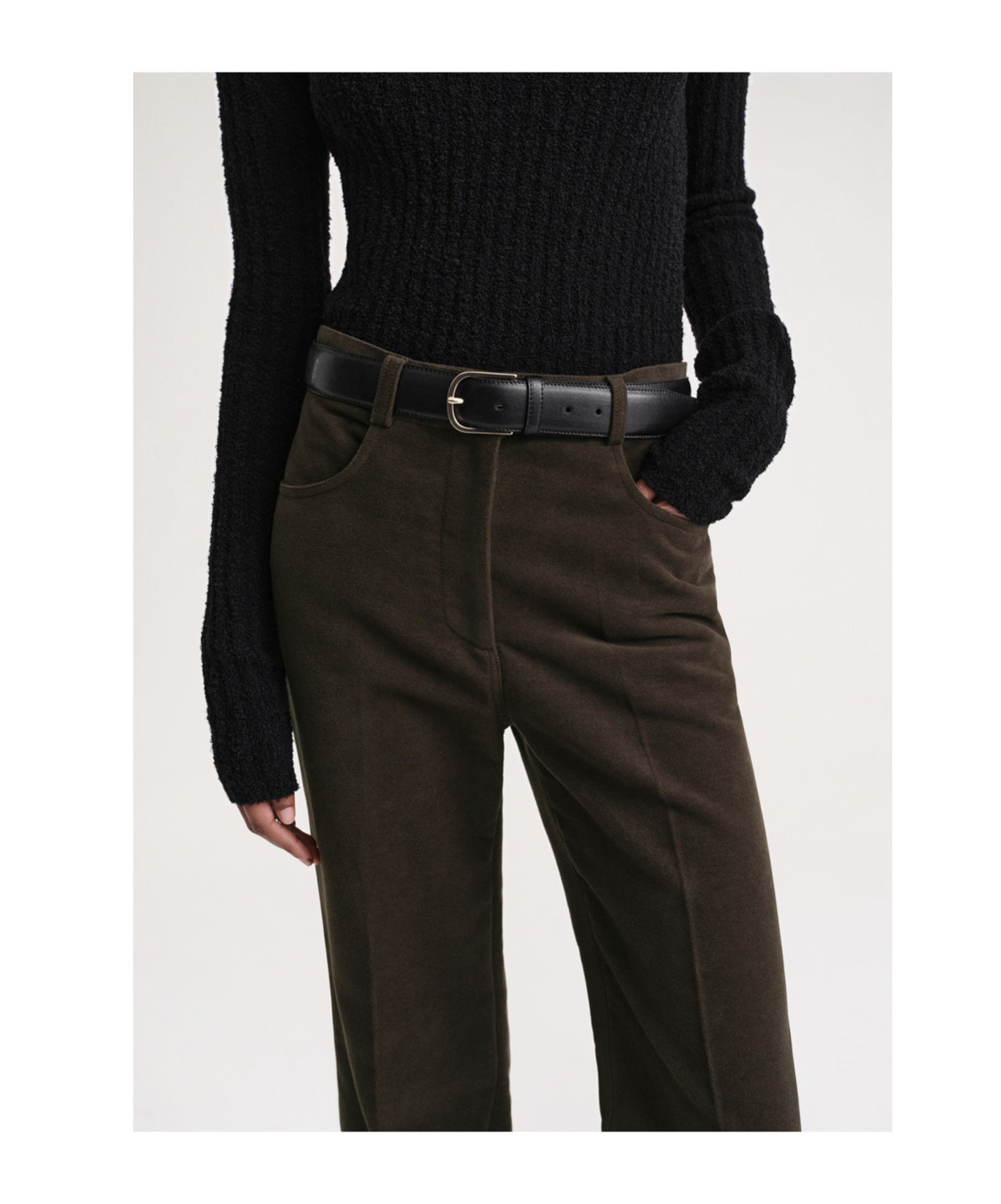 Totême Velour High-waisted Flared Trousers In Black