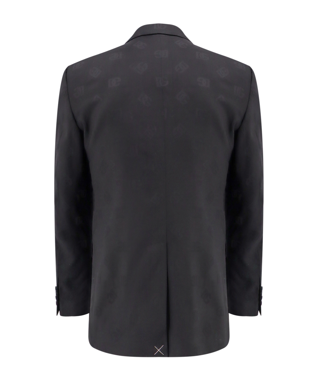 Dolce & Gabbana Wool Blazer With All-over Monogram In Black