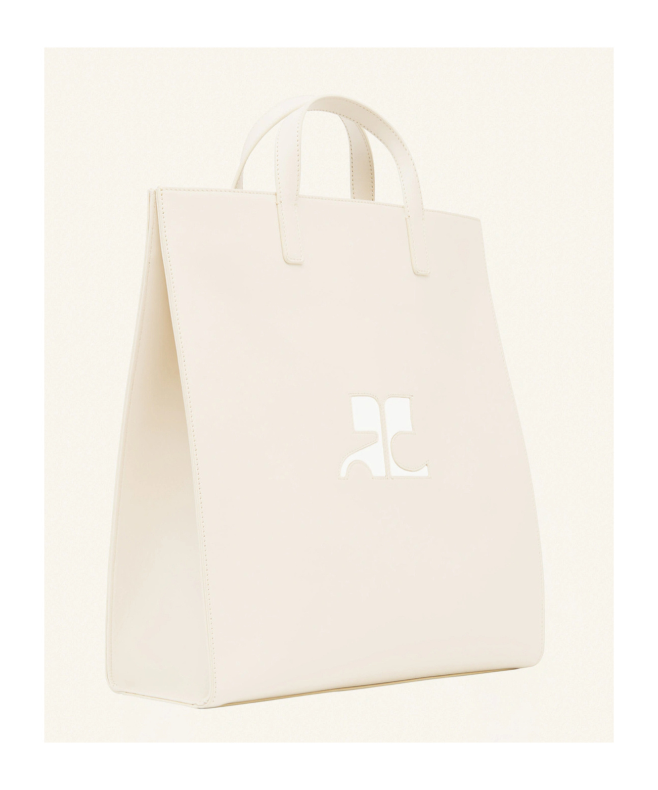Courrèges Heritage Leather Tote Bag In White