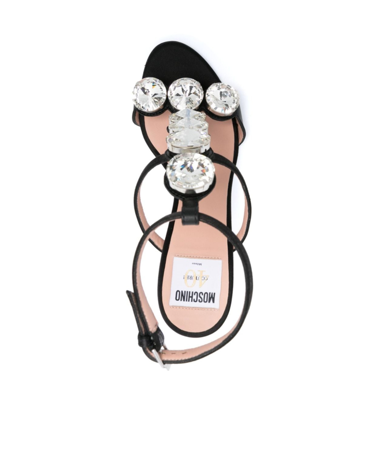 Moschino 100 Crystal-embellished Sandals In Black