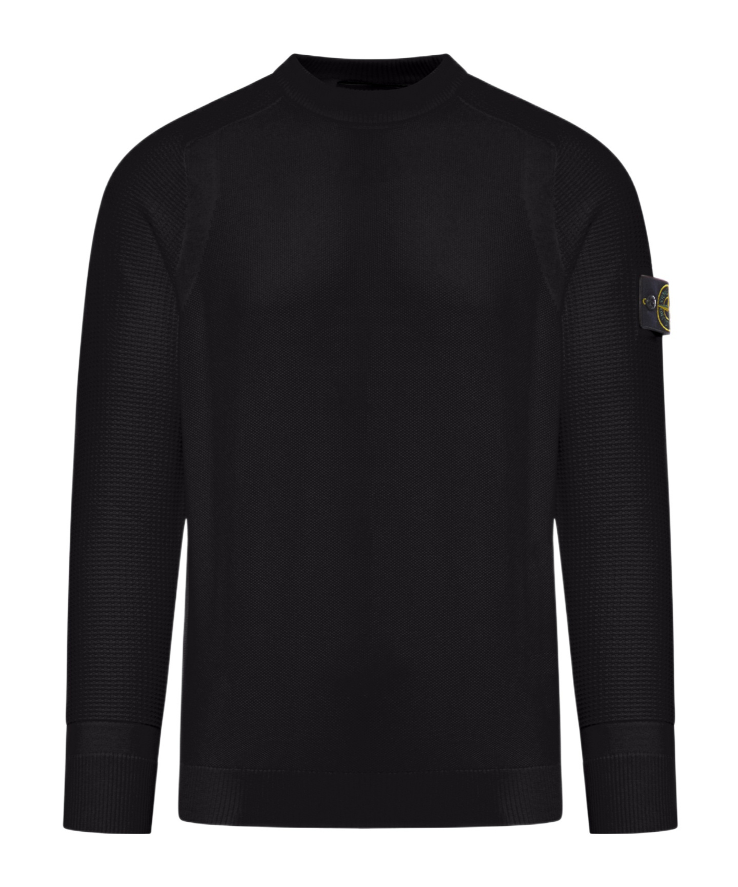 Shop Stone Island Compass-motif Waffle-knit Jumper In Black