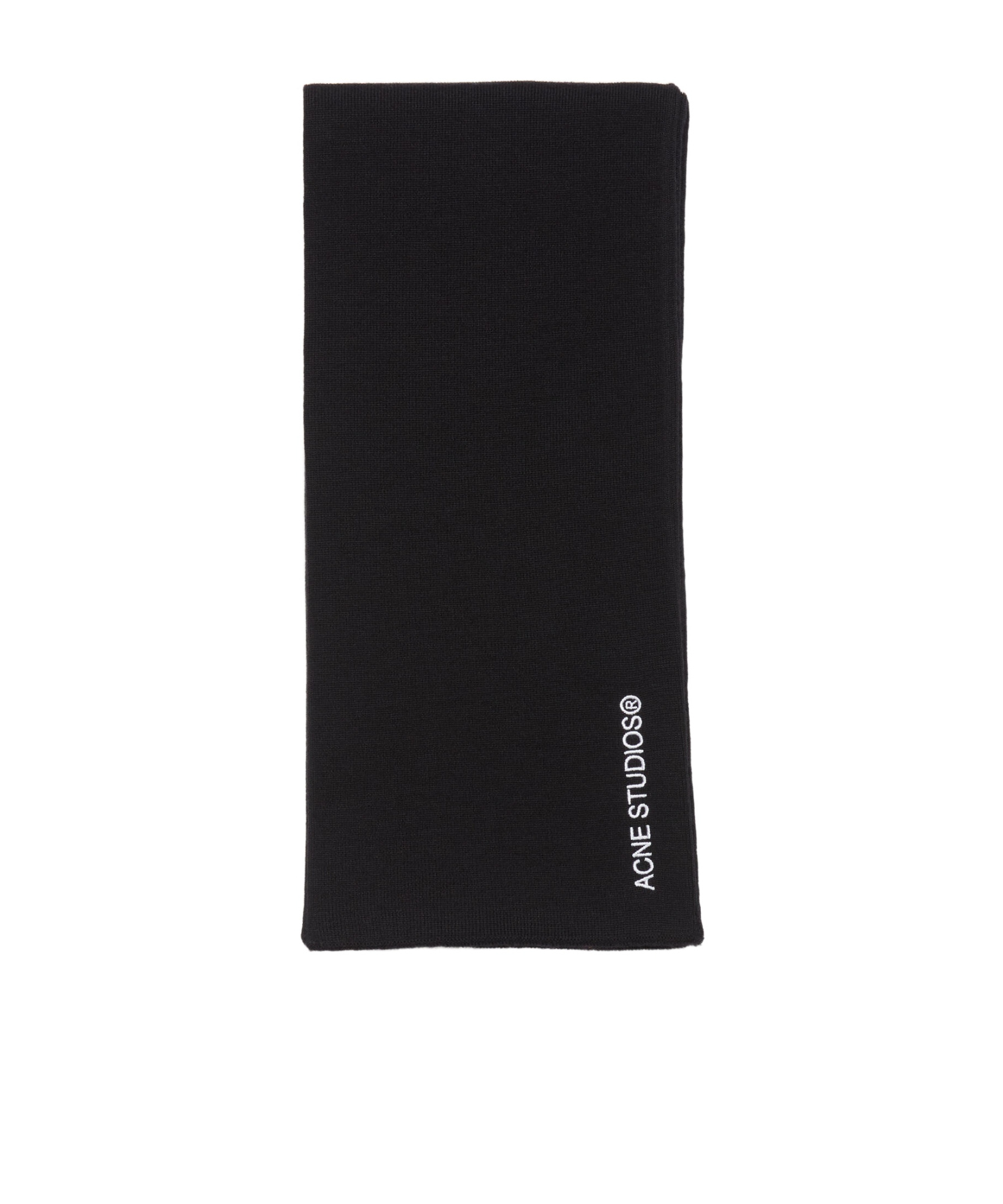 Shop Acne Studios Embroidered-logo Knitted Scarf In Black