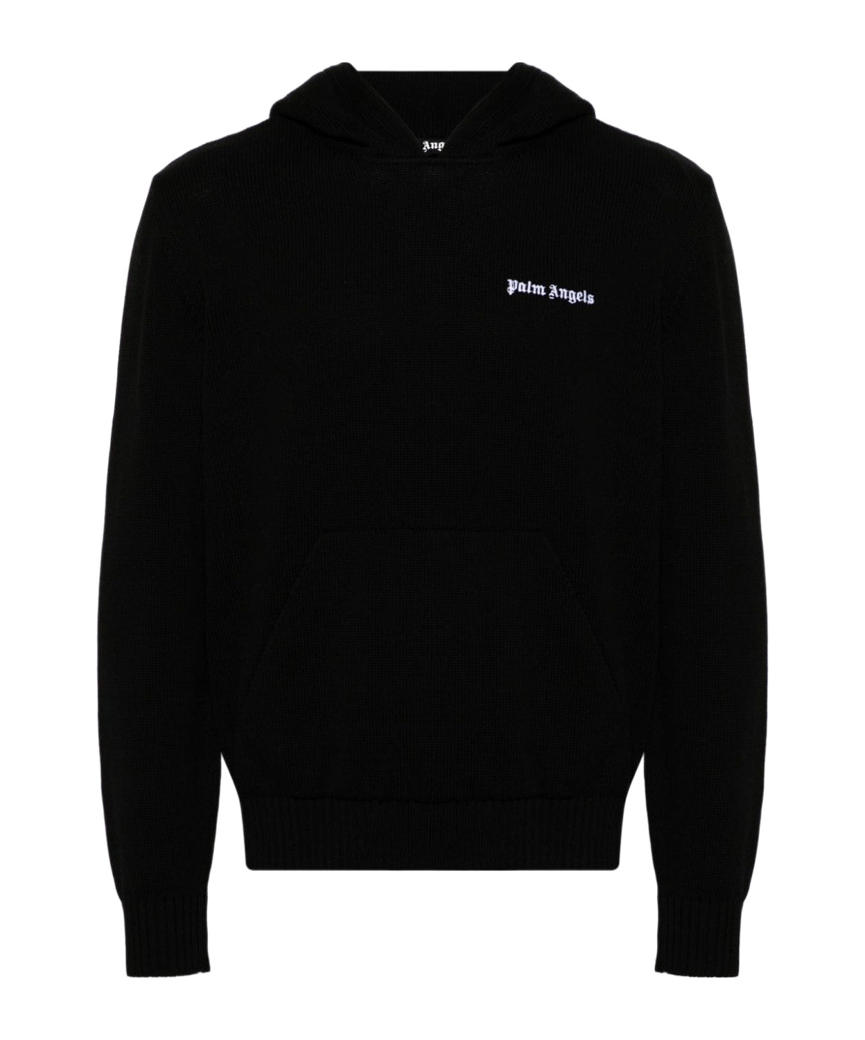 Palm Angels Brand-embroidery Kangaroo-pocket Relaxed-fit Cotton-jersey Hoody In Black