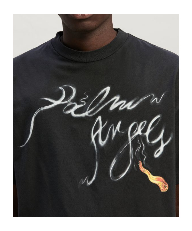 Palm Angels Foggy Logo-print T-shirt In Black