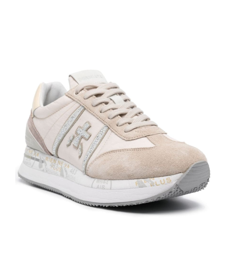 Premiata Conny Mix Materials Sneakers In White