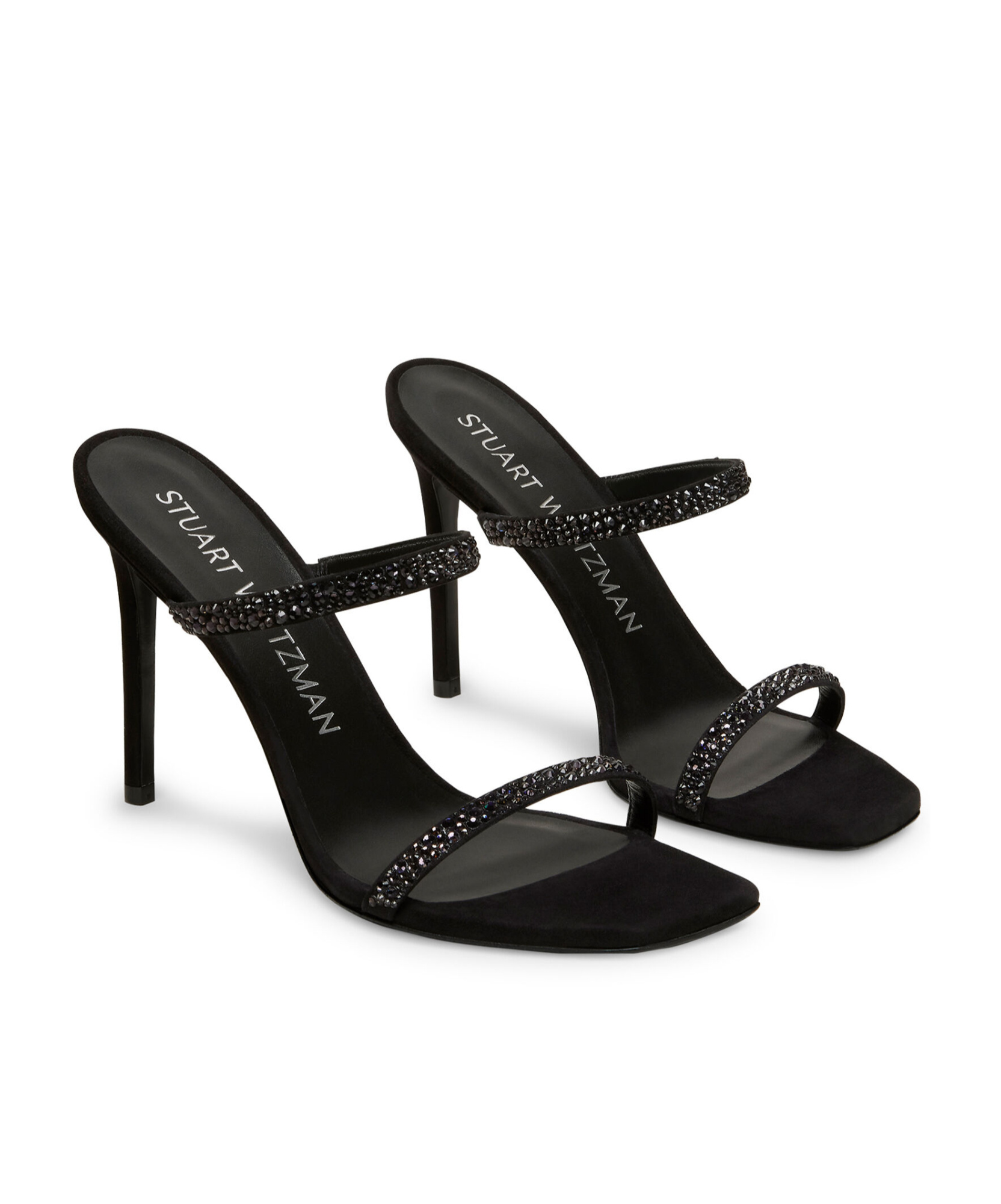 Stuart Weitzman Aleena Royale Crystal High-heeled Sandals In Black